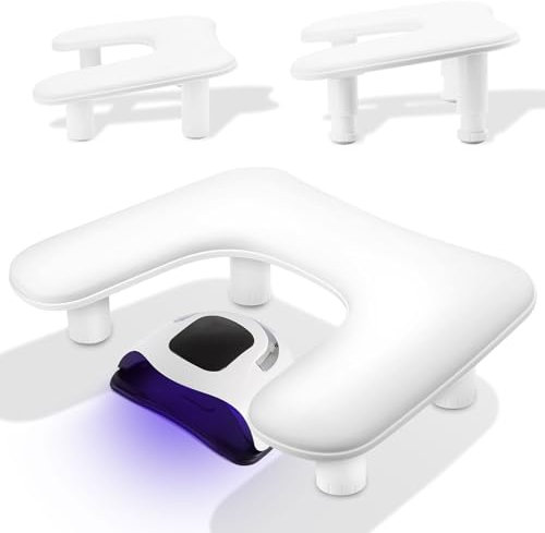 Nail Arm Rest Height Adjustable Arm Rest for Nails with Detachable Legs and Soft PU Leather U-shaped Manicure Nail Hand Rest for Salon Nail Tech and Home