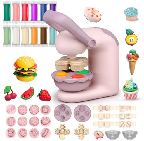 Sobebear 37-Piece Dough Ice Cream Maker Set – Kitchen Creations with Swirl Machine and Non-Toxic Colors – Educational Birthday Gift Toy for Toddlers and Kids