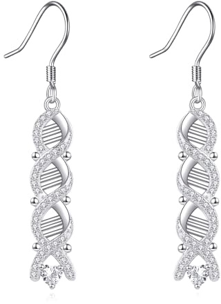 YFN DNA Ohrringe Sterling Silber DNA Tropfen Ohrringe Wissenschaft Schmuck für Frauen Biologie Geschenke für Lehrer Wissenschaft Liebhaber Chemie Liebhaber