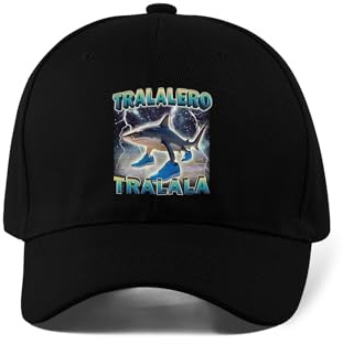 Tralalero Tralala Shark Brainrot Meme Printed Adjustable Baseball Cap Black
