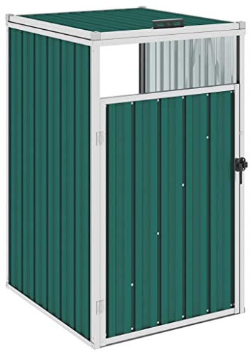 Cache Poubelle Extérieur, Abri Rangement de Poubelle Vert 72x81x121 cm Acier