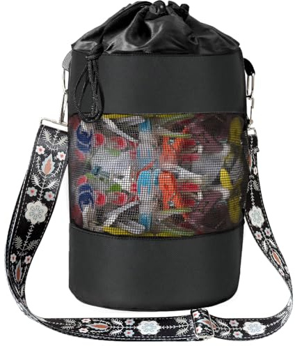 wehers Peg Bag for Washing Line with Hanger, Store up to 300 Pegs | Black Clothes Peg Bag with Snap Hook, Shoulder Strap and Drawstring Closure for Laundry Pegs Organizer& Storage