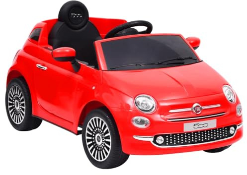 Ziaphsol Kinder Elektroauto Fiat 500 für Kinder ab 3 Jahren Rot 113 x 67,5 x 53 cm mit Musik Display LED Front und Hecklichter Tragkraft 30 kg