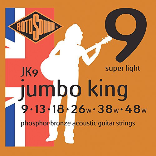 Rotosound JK9 - Juego de cuerdas para guitarra acústica de fósforo/bronce, 13 18 26 38 48