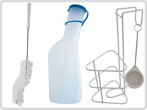 Urinflaschen-Set Das Profimodel Urinflasche mit Bürste und Halterung, milchig