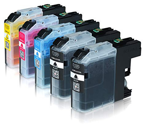 Logic-Seek 5 Tintenpatronen kompatibel für Brother LC-123 LC123 LC-121 LC-127 LC-125 XL für MFC-J470DW MFC-J870DW DCP-J552DW - Schwarz je 20ml, Color je 14ml mit Chip