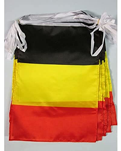 AZ FLAG - Fahnenkette Belgien 12 Meter Mit 20 Flaggen - 45x30 cm - Belgische Girlande Flaggenkette 30 x 45 Cm