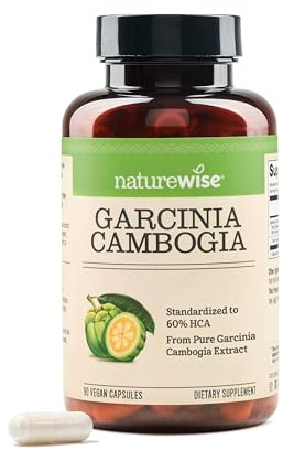 Naturewise Garcinia Cambogia - 60% HCA Concentration Extract, Natural Support for Weight Goals and Energy Levels - Vegan, Non-GMO, Gluten Free - 90 Capsules[1-3 Month Supply]