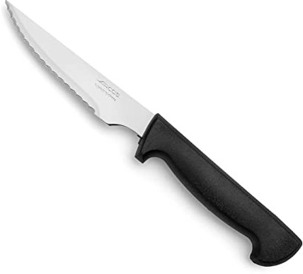 Arcos Couteaux de Table - Lame Inox NITRUM 115 mm - Couteau à Steak Polyvalent - Manche Ergonomique Polypropylène Noir - Parfait pour Viandes et Repas Quotidiens