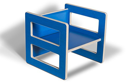 Kindermöbel Wendehocker Holz farbig, praktischer Kinderhocker der mitwächst, Buche (Blau)