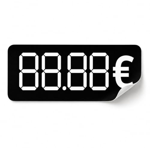 Preisaufkleber zum Selbstbeschriften, 60 × 22,5 mm, 50 Stück – schwarze Preisetiketten mit Euro-Zeichen, permanent haftend, wischfest & wasserbeständig