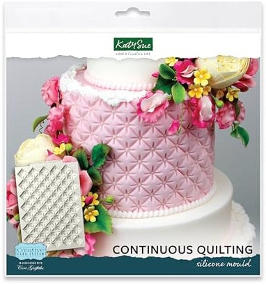 Katy Sue Continuous Quilting Silicone Mould for Cake Decorating - Mould Size 188mm x 136mm (7¼ x 5¼) & Each Quilted Square Measures 17mm x 17mm (¾ x ¾)