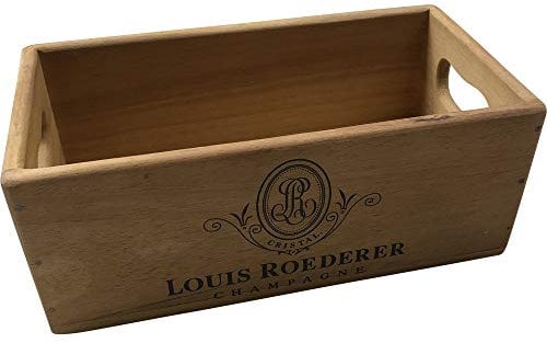 Foy & Co Wooden Storage Box Crate | Louis Roederer Champagne | Vintage Style Collectable | 25cm x 12cm x 10cm (Small)