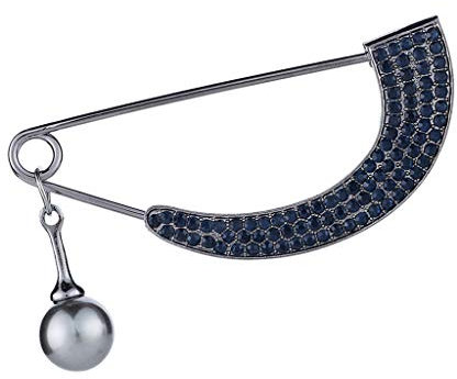 Sharplace Damen Schmucknadel Brosche Strass Sicherheitsnadel Perlen Anstecknadel Button Trachtenspange, Farben: Gold/Silber/Grau, Grau