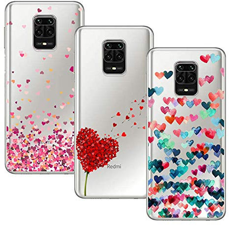 Young & Min Funda para Xiaomi Redmi Note 9S/Redmi Note 9 Pro, (3 Pack) Transparente TPU Silicona Carcasa Delgado Antigolpes Resistente, Amor