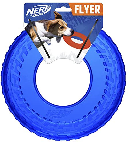 NERF Hundespielzeug, Transparenter TPR-Reifenflieger, 25,4 cm, Blau, für Hunde aller Größen, wetter- und wasserabweisend, ideal für Training und Mentale Stimulation