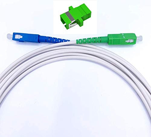 Elfcam - 5m Glasfaserkabel SC/APC auf SC/UPC Simplex Singlemode, Lieferung mit LWL Adapter/Kupplung für Verlängern FTTH-Glasfaserkabel, LWL Kabel Weiß (5M)