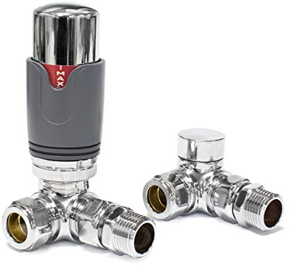 Adept Technology TRV c/w Lockshield and Modern Valves Head Kit (15mm x 1/2) Choice of Colours and Sizes (Corner, Slate Grey)