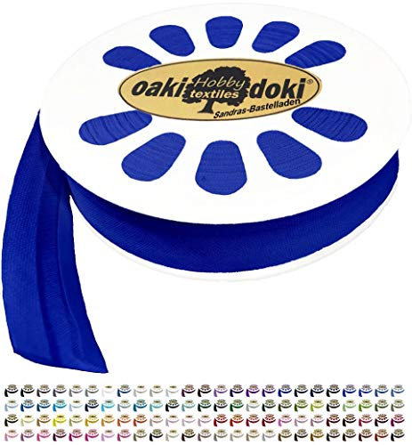 Sandras-Bastelladen 20m Schrägband/Einfassband Baumwolle Uni gefalzt Breite 20mm 201-Blau