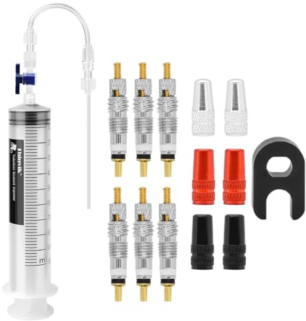 Thinvik Bike Tubeless Sealant Injector kit with Presta Valve Core Removal Tool,Bicycle Tubeless Tire Sealant Syringe with Switch.Cycling Tubeless Sealant Injector Syringe for Stans No Tubes Sealant