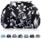 Lazy Kosmetikbeutel mit Kordelzug Portable Große Kosmetiktasche Reisetasche Make up Beutel Aufbewahrung Organisator für Damen Mädchen (Schwarz Floral)