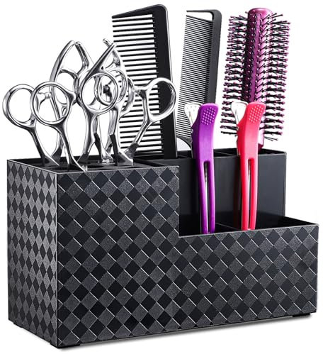 Noverlife Hairdressing Scissors Holder Shears Block, Barber Shop Scissor Organizer Stand, Hairdressing Tools Storage Box for Hairstyling Combs Clips Brushes, Salon Barber Scissor Holder Rack