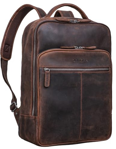 STILORD 'Pietro' Zaino Business Pelle Grande Zaino per Laptop da 15,6 Pollici Backpack Vintage per Ufficio Lavoro Trolley XL in Cuoio, Colore:zamora - marrone