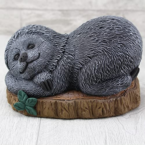 STEINFIGUREN SPICKER Steinfigur Faultier schlafend, 228/1.2 Gartenfigur Steinguss Tierfigur Basaltgrau Stamm Braun Patina