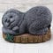 STEINFIGUREN SPICKER Steinfigur Faultier schlafend, 228/1.2 Gartenfigur Steinguss Tierfigur Basaltgrau Stamm Braun Patina