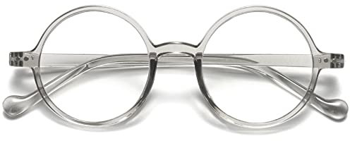 VEVESMUNDO Anti Blaulicht Lesebrille Damen Herren Runde Retro Groß Kunststoff Blaulichtfilter Lesehilf Sehhilfe Brille +1.0,+1.5,+2.0,+2.5,+3.0,+3.5,+4.0 (1 Stück Grau Lesebrille, +2.0)