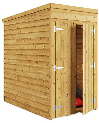 BillyOh 4x6 Switch Pent Log Cabin Wooden Garden Shed | 28x28 Framing Garden Storage Shed with Customizable Doors, Overlap Cladded Walls, Green Mineral Roof Felt | Versatile Outdoor Storage