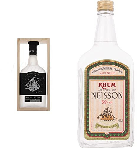 NEISSON - Le Rhum BIO par Neisson - Rhum Blanc Agricole - 52,5% Alcool - Origine : France/Martinique - Bouteille 70 cl & Agricole Blanc Rhum 1 L
