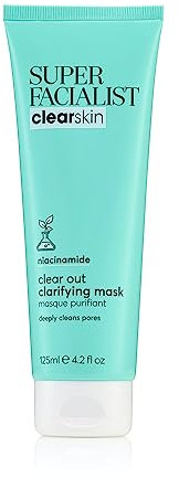 Super Facialist Clear Out Clarifying Mask - Acne Treatment & Blackhead Remover Face Mask with 1% Niacinamide, Tea Tree Oil & Prebiotics, Vegan Friendly 125ml