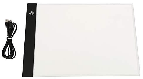 Tablette Lumineuse A4, Light Box LED Copie Board avec Luminosité Réglable Précise, 4mm Ultra-Mince, Bouton Tactile, 3 Niveaux de luminosité- Avec échelle