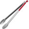 U-Taste Pinzas de cocina de acero inoxidable de 41 cm, resistentes al calor, con puntas de metal resistentes de una pieza, mango antideslizante recubierto de silicona y cierre suave (Rojo)