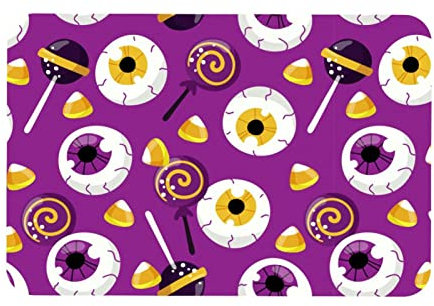 Eslifey Halloween Pink Eye Ball & Lollipop Muster Indoor Türmatte, rutschfeste saugfähige Fußmatte Innenbodenmatten Bereich Teppich für Eingangsbereich, maschinenwaschbar Eingangsteppich Outdoor 20x47