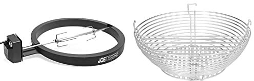 Kamado Joe KJ-TISSERIEUK Classic Joe JoeTisserie & KJ-MCC23 Stainless Steel Charcoal Basket Grill Accessory for Classic Joe, Black