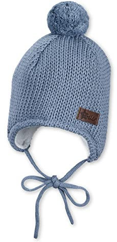 Sterntaler Unisex KinderStrickmütze Baby Bommelmütze Strick mit Ohrenklappenblau 47