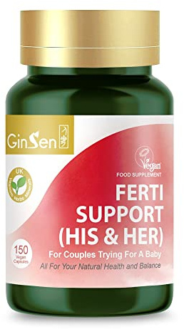 Ginsen Ferti Support His & Her Supplement, Multi Functional Couples Fertility Enhancer, 150 Capsules, Vegan Approved Supplement, Herbal Extract & Vitamins Made in UK