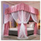 BUJOG Bettvorhang, Himmelbett, Himmelbett, mit Ständer, Schattierung, Moskitonetz, Prinzessinnenvorhänge, Baldachin für Mädchen, Kingsize-Bett (Größe: 2 x 2,2 m, Farbe: D.)