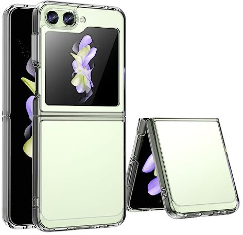 XINYEXIN Clear Case for Samsung Galaxy Z Flip5 5G / Z Flip 5 5G - Non-Yellowing Shockproof Bumper, Anti-Scratch Transparent Back Cover - Transparent