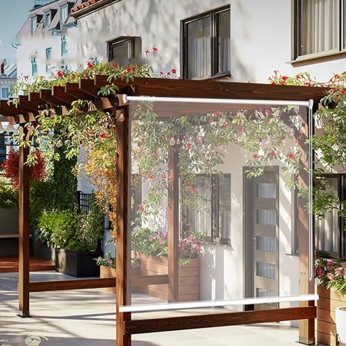 Zlovne Pvc Transparent Roll Up Blinds,Thermal Insulated Clear Roller Blinds Door Blinds,Waterproof,Rainproof,Dust-Proof Roller Shade,for Home,Windows,Doors,Adjustable Height (W50xH60cm/W20 xH24)