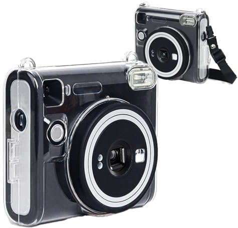 Kimyoaee Transparent Case for Fujifilm Instax SQ40 Instant Camera Cover Accessories, PVC Clear Case Carrying Handbag Protection with Removable Shoulder Strap
