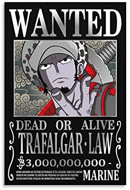 Anime One Piece Wanted Poster Law Leinwand Malerei Poster Wandkunst Dekorative Bild Drucke Moderne Dekor 20 x 30 cm