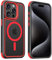 MobNano Hybrid Clear Magnetic iPhone 15 Pro Max Case, [Compatible with Magsafe] Silicone Shockproof Bumper hard Transparent Outdoor Football Phone 15 Pro Max Cover - Black/Red