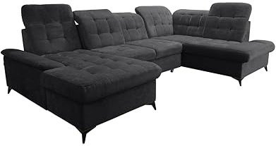 Robin Inspire Ecksofa Mit Schlaffunktion 2 Bettkasten U Form Sofa Eckcouch Schlafcouch Freistehend Verstellbare Sitztiefe Rückenhöhe Neo 343 x 210 x 90 cm Rechts Anthrazit