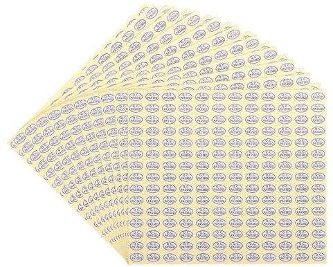 QUARKZMAN QC Bestandene Aufkleber ovale Form Klebeetiketten 9 x 13mm für Qualitätskontrolle Lagerbestand Packung mit 45, Weiß