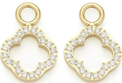 JEWELS BY LEONARDO Ohrring-Einhänger Beauty's Norma • Creolen-Anhänger aus goldfarbenem Edelstahl • Charms aus Kleeblatt-Elementen besetzt mit Zrkonia-Steinchen • Schmuck Geschenk für Frauen • 023530