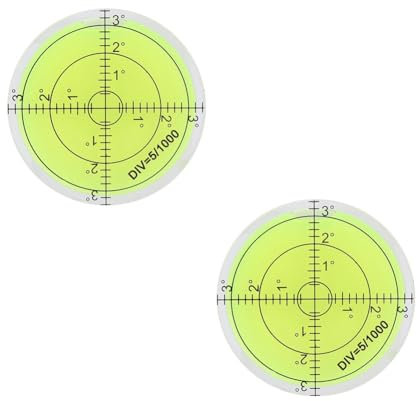 2 Stück runde Nivellierlibelle mit Skala, 60mm Durchmesser Professionelles und zuverlässiges Messwerkzeug für Kamera-Plattform-Waage