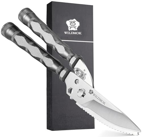 WILDMOK Hochleistungs-Geflügelschere – 21 cm-Multifunktions-Geflügelschere aus Edelstahl für den Außenbereich, ultrascharfe Küchenschere für Outdoor-Camp,Grau
